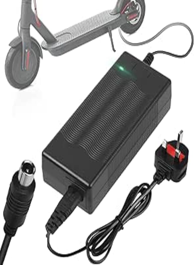 NTECH Electric Scooter 42V Lithium Battery Charger - Output 42V 2A, Input 100-240 VAC Li-poly for Xiaomi M365/Pro 2, Ninebot/Pure Air Pro, 2 Wheel Scooter - Universal